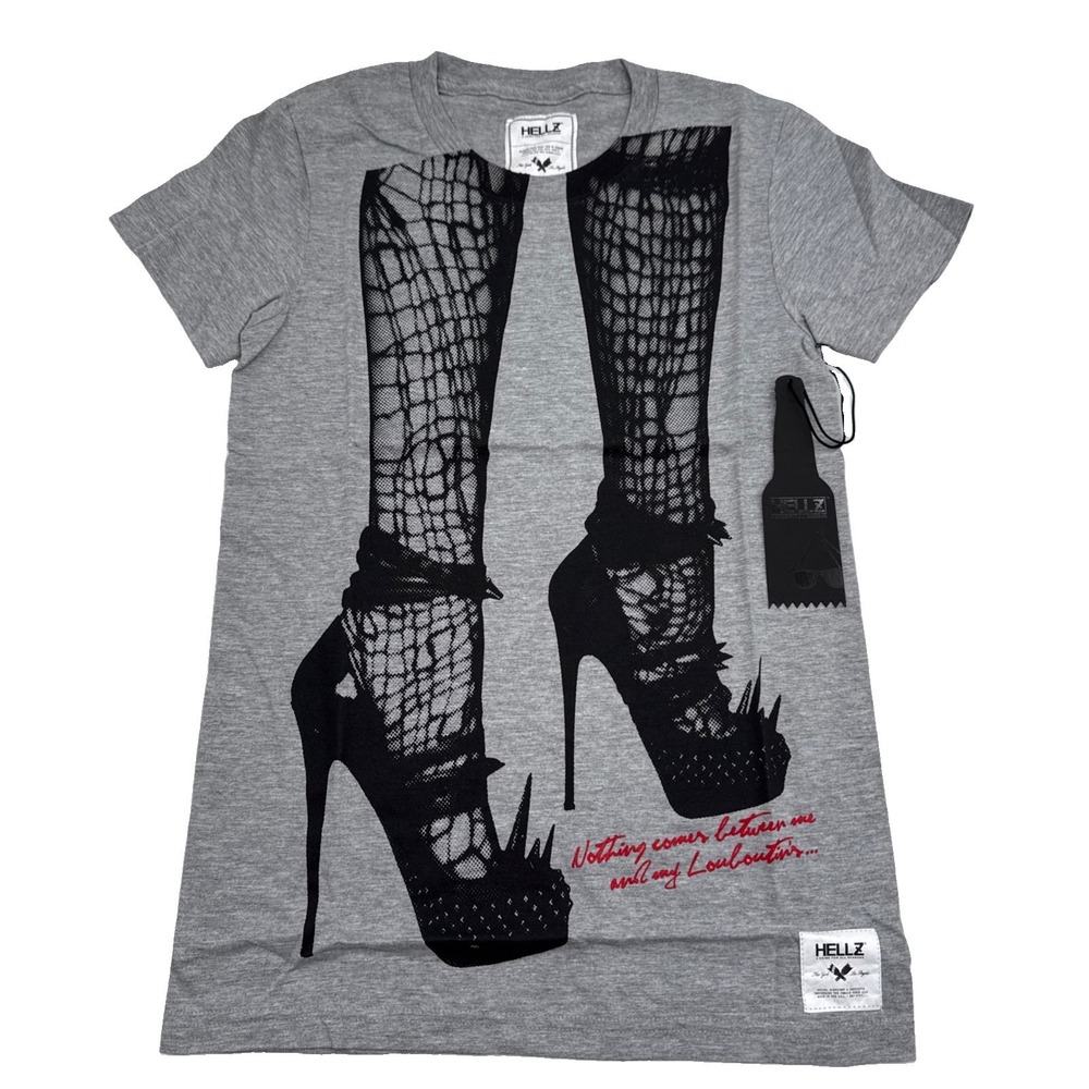 Hellz Bellz My Louboutins Tee Women's Small Gray Graphic T-Shirt NEW USA